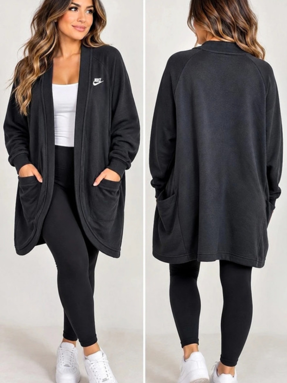 Nike Sportswear Phoenix Fleece Oversized Long Cardigan Long Cardigan Black XL